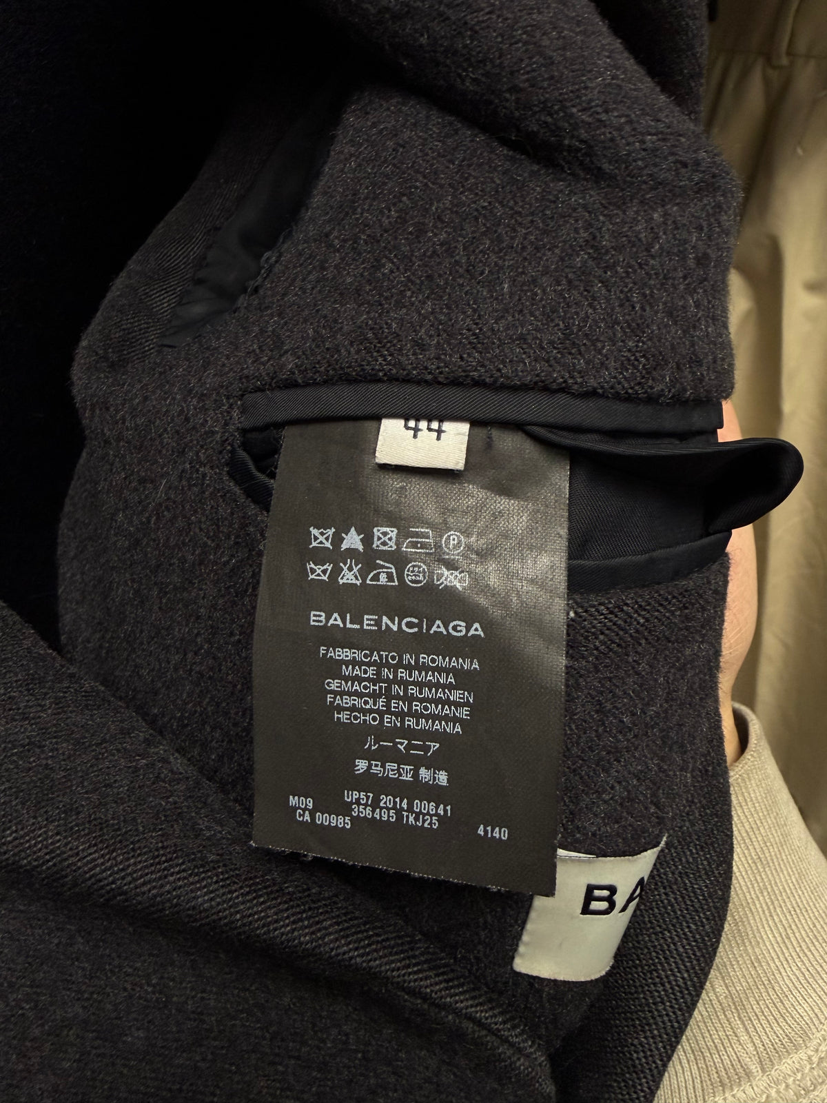 2014 Balenciaga Grey Gradient Fade Wool Coat