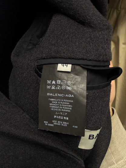 2014 Balenciaga Grey Gradient Fade Wool Coat