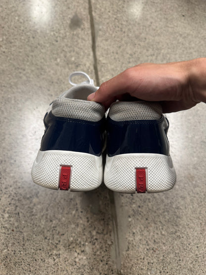 Prada ‘Americas Cup’ Blue Patent Leather Low Top Sneakers