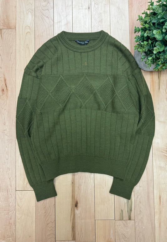 Vintage 90s Christian Dior Argyle Knit Sweater