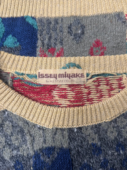 Vintage 1980s Issey Miyake Patterned Knit Sweatshirt