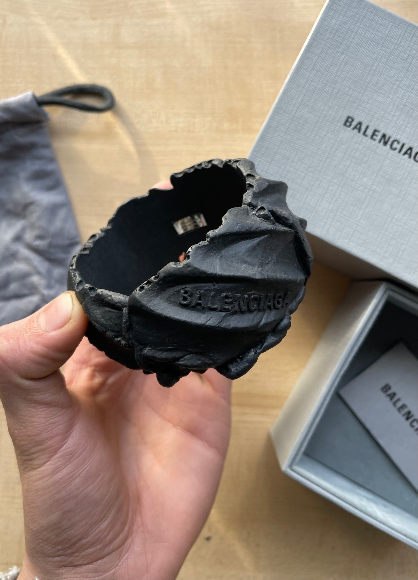 FW2022 Balenciaga ‘Tyre’ Melted Rubber Black Bangle Bracelet