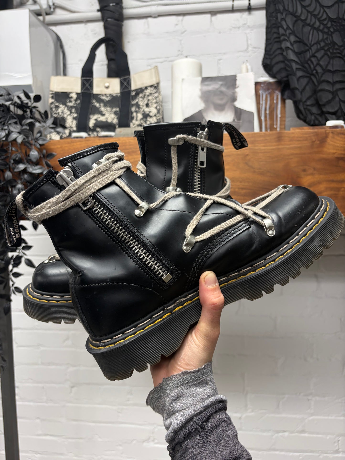 Rick Owens x Doc Martens ‘1460 Bex’ Pentagram Lace Black Leather Boots