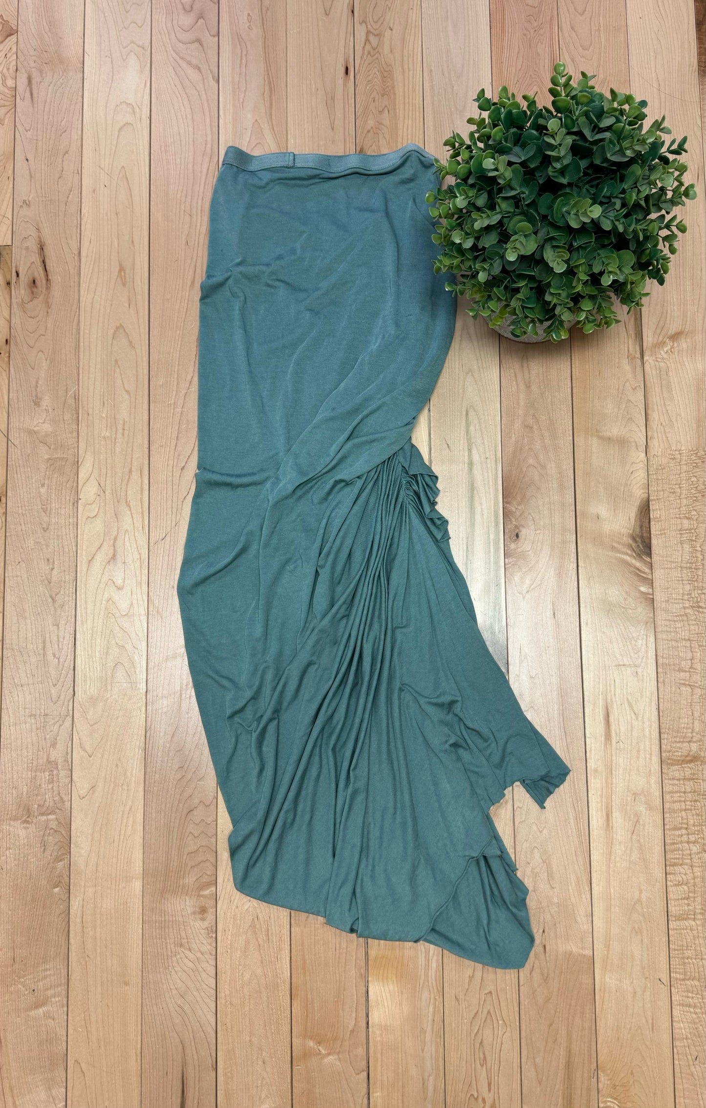 Rick Owens Lillies ‘Steel Blue’ Draped Maxi Skirt