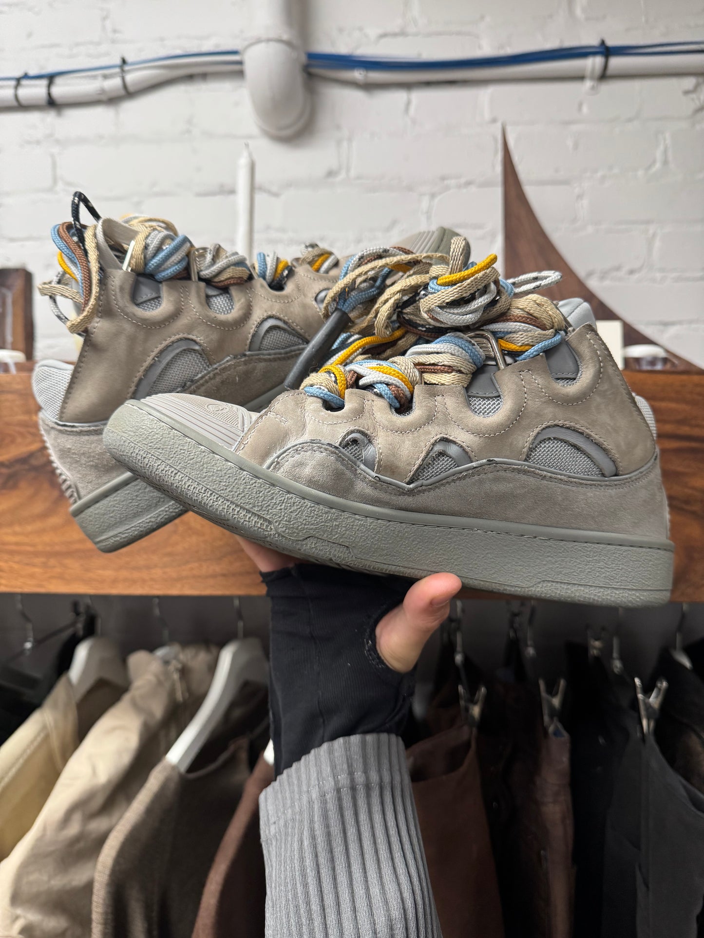 Lanvin ‘Jumbo Lace’ Curb Low Top Skate Sneakers
