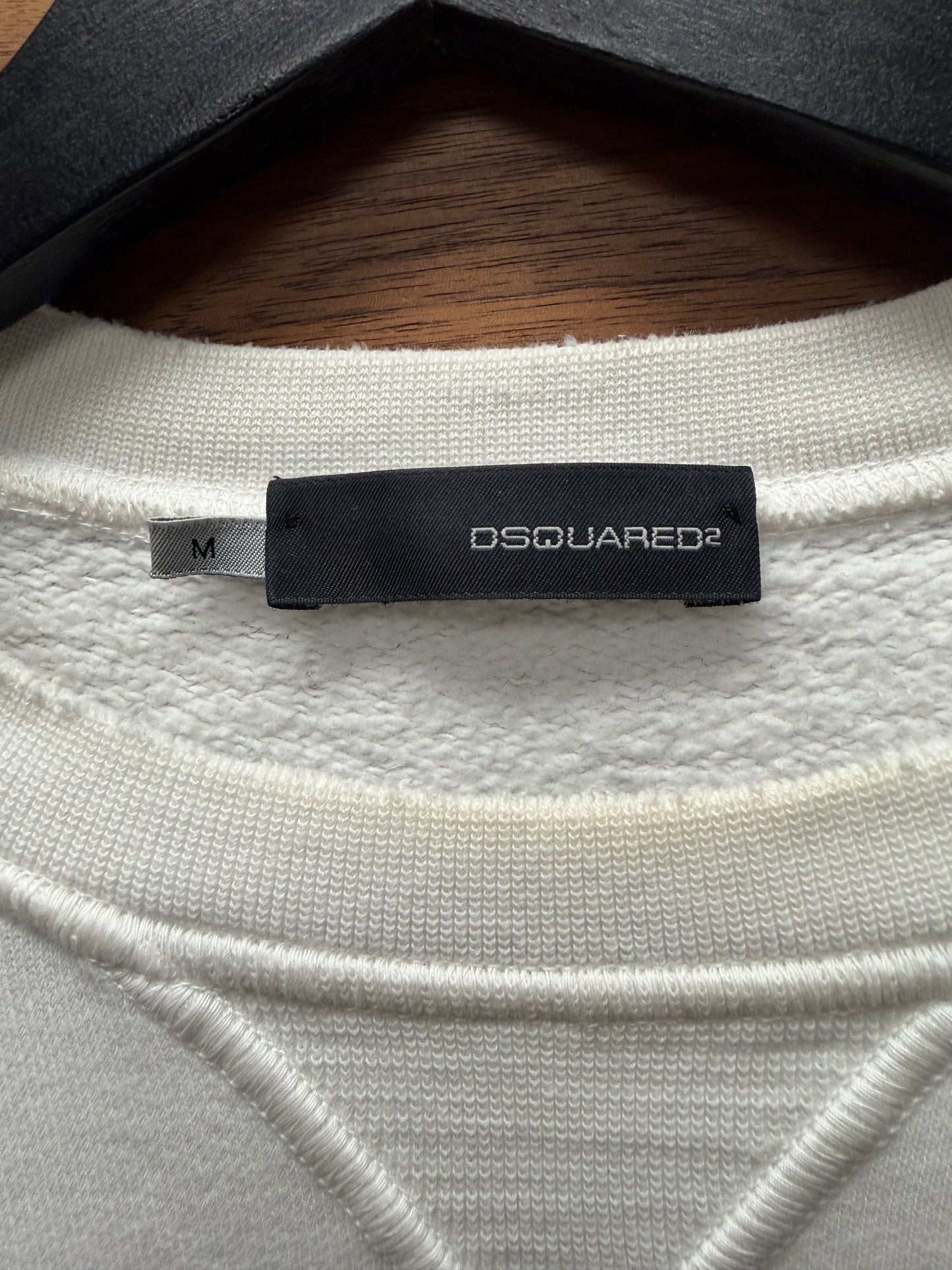 AW2007 Dsquared2 ‘Doberman’ Distressed White Sweatshirt