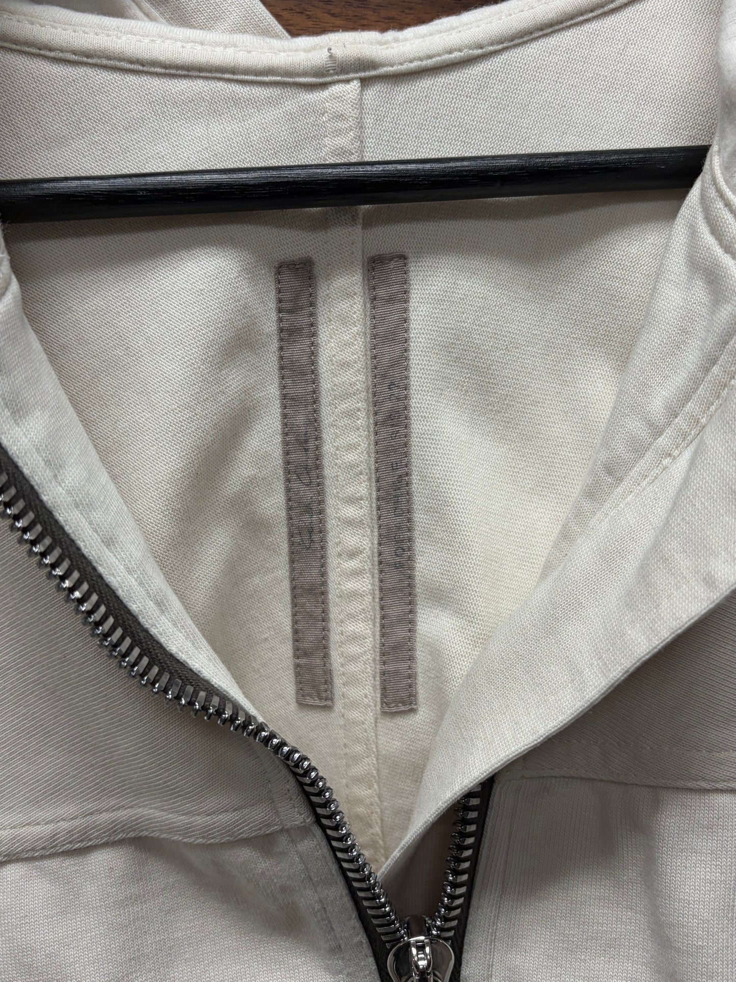 SS2022 Rick Owens ‘Fogachine’ Natural White Zip Up Hoodie