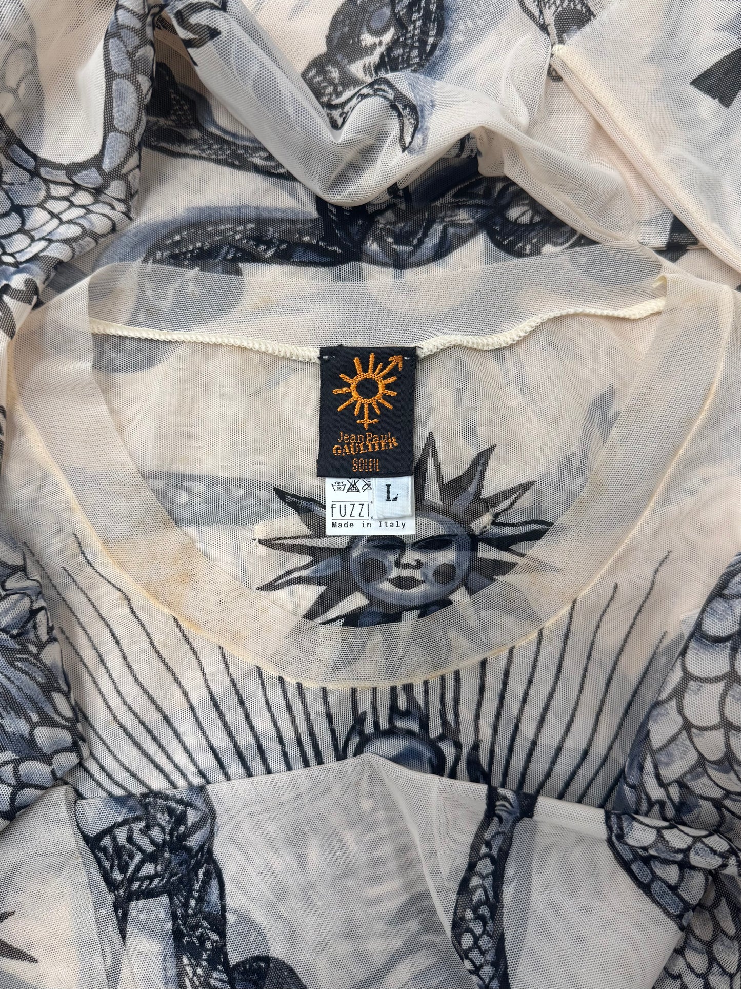 SS1996 Jean Paul Gaultier ‘Safe Sex Forever’ Mesh Long Sleeve Shirt