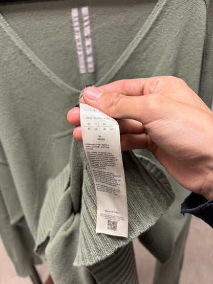 SS2023 Rick Owens ‘Edfu’ Moss V-Neck Knit Sweater