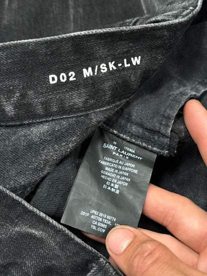 2015 Saint Laurent ‘D02’ Bleach Wash Black ‘Unaltered’ Skinny Denim