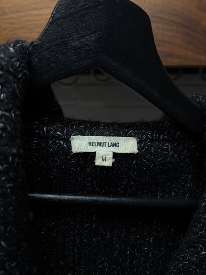 Helmut Lang Wool Asymmetric Zip Up Sleeveless Knit Hoodie