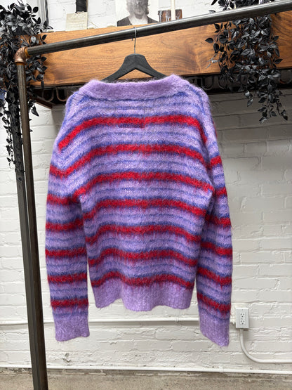 Marni Striped Purple/Red Mohair Cardigan