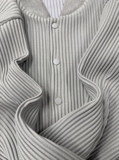 Issey Miyake ‘Homme Plisse’ Pleated Grey Bomber Jacket