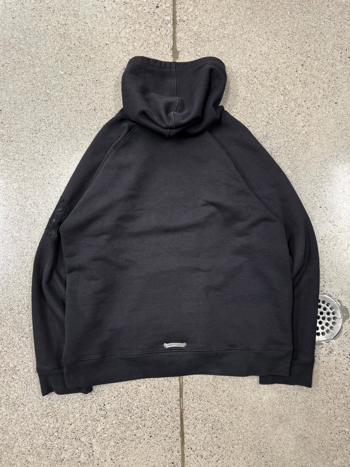 Chrome Hearts ‘Paper Jam’ Leather Cross Patch Hoodie