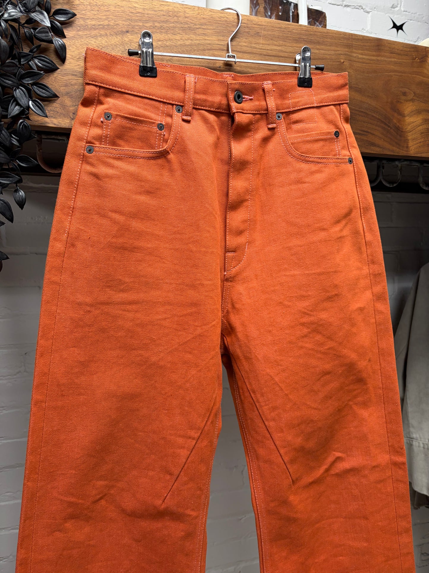 Rick Owens 16oz Japanese Denim ‘Geth’ Wide Leg Orange Jeans