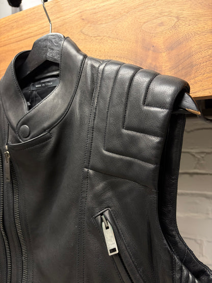 Gucci by Tom Ford Mens Lambskin Leather Black Zipper Detailed Biker Vest
