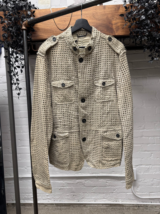 AW2009 Dolce & Gabbana Perforated Leather Grey ‘Laser Cut’ Jacket