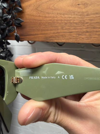 Prada ‘Matcha Green’ Boxy Geometric Frame Rectangular Sunglasses