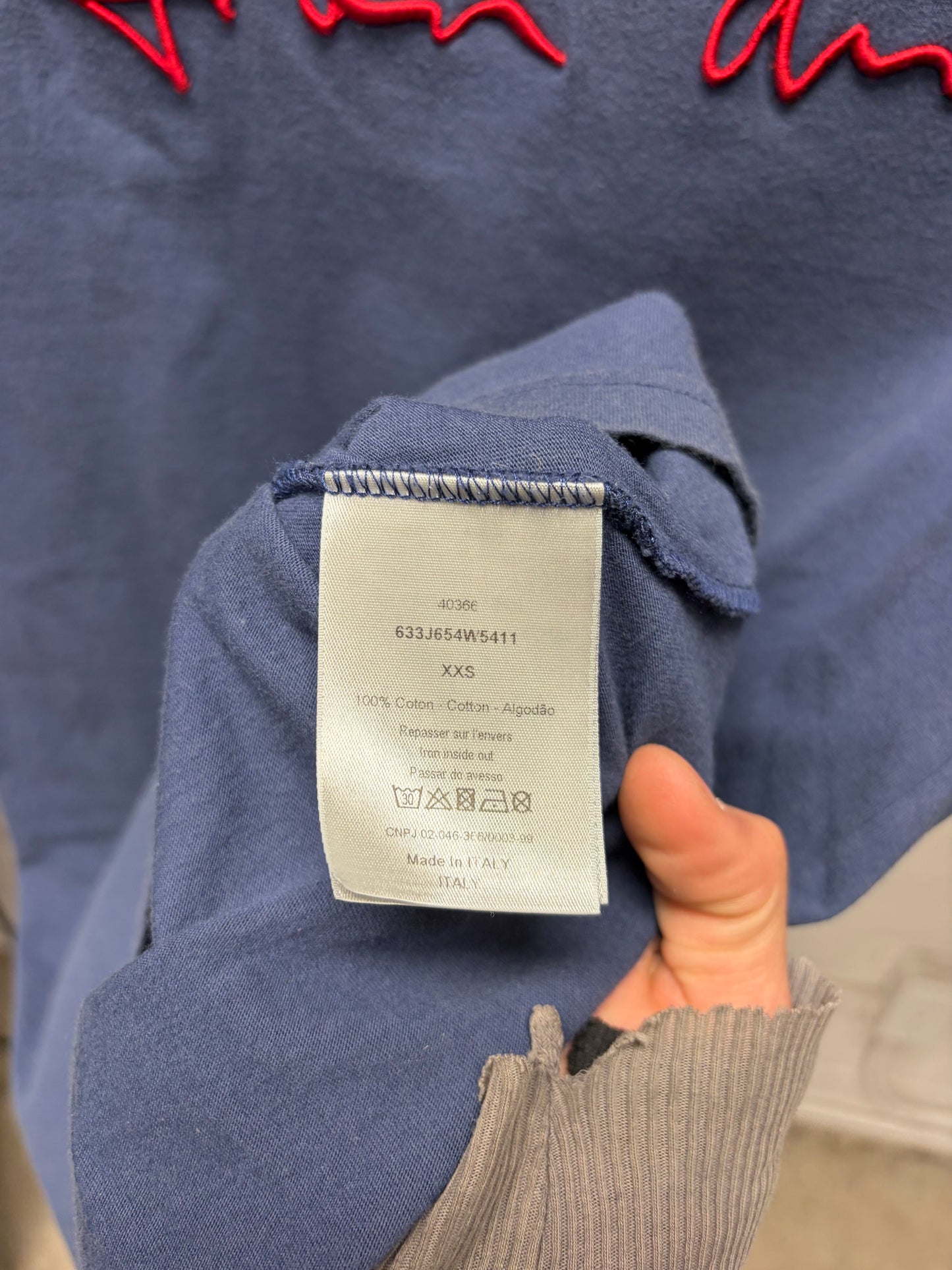 SS2016 Dior Homme ‘Script’ Blue/Red Written Logo T-Shirt