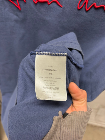 SS2016 Dior Homme ‘Script’ Blue/Red Written Logo T-Shirt