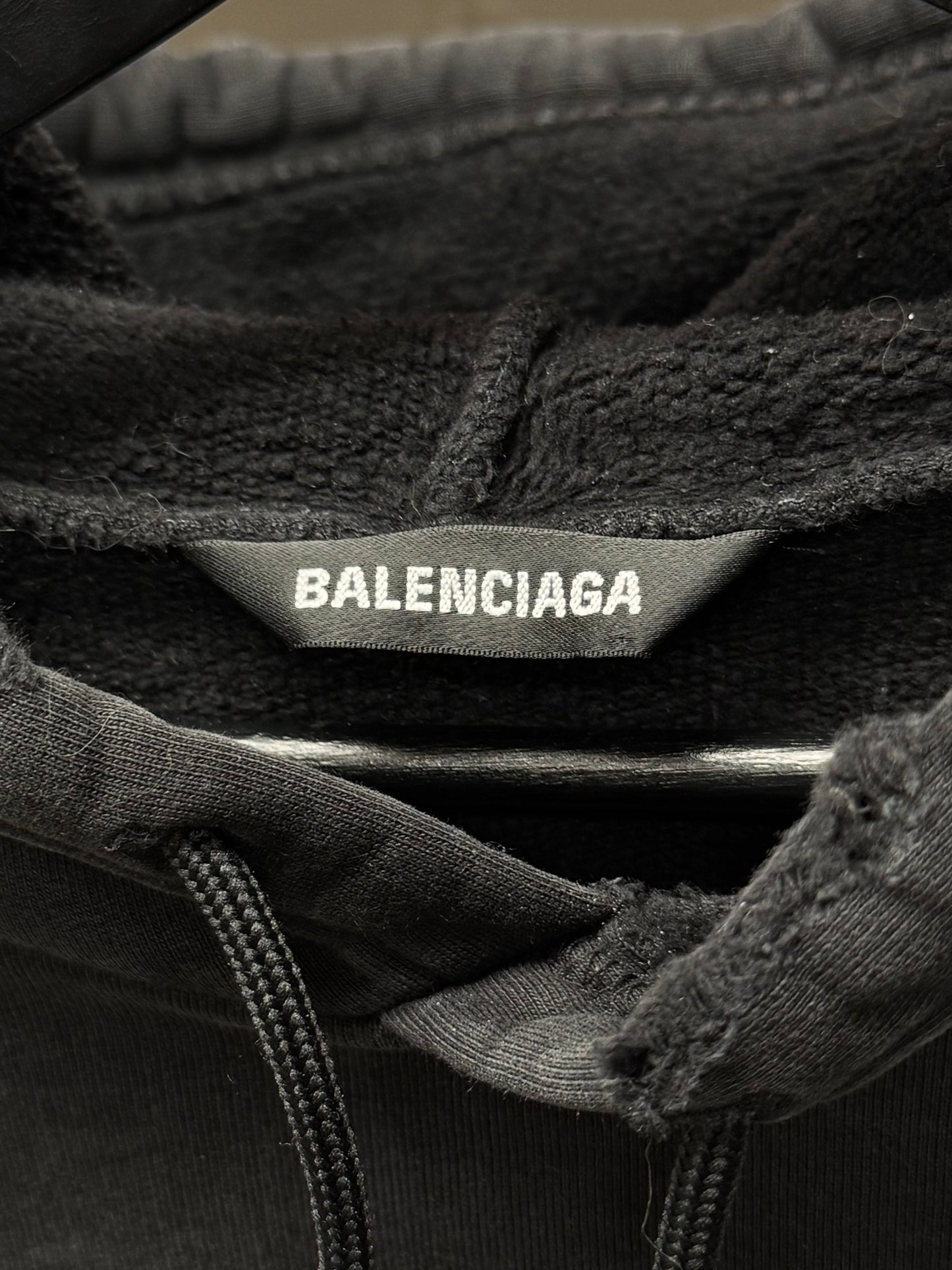 SS2021 Balenciaga ‘Notre Dame’ Thrash Distressed Oversized Black Hoodie