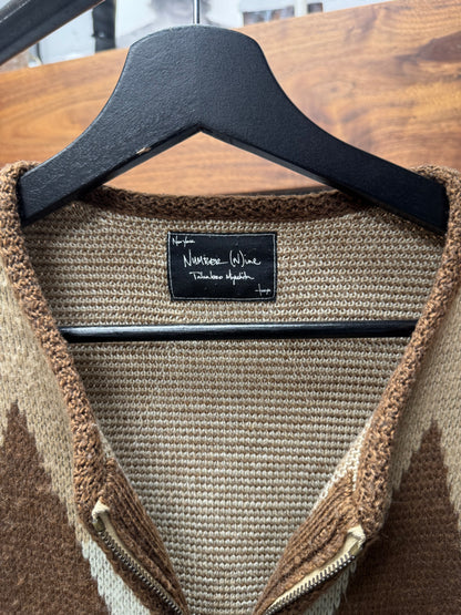 Number (N)ine Argyle Knit Zip-Up Cardigan