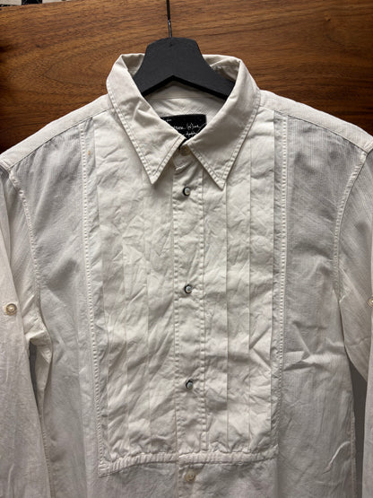 SS2007 Number (N)ine ‘About a Boy’ Pleated White Pearl Button Snap Shirt
