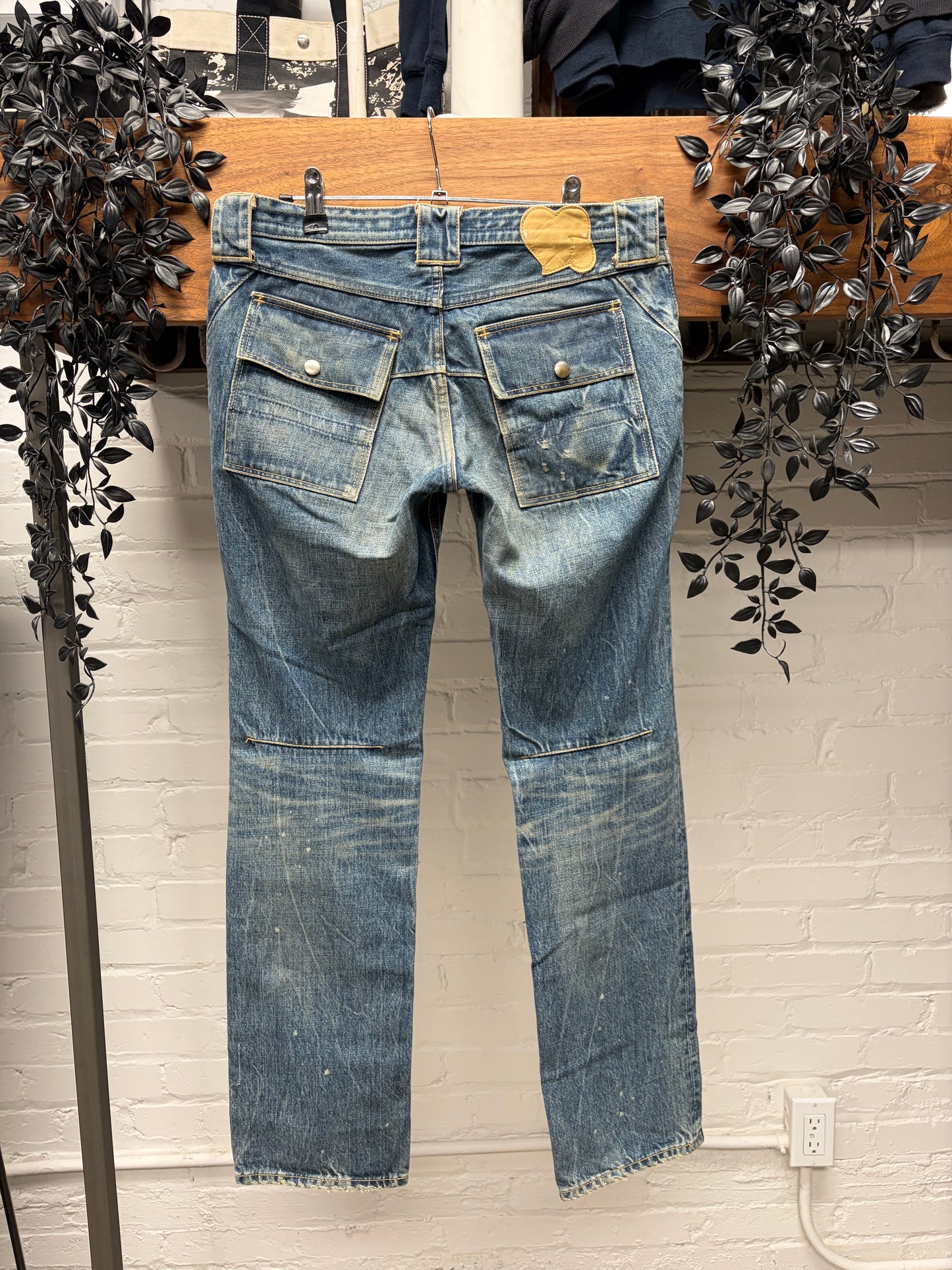 AW2009 Number (N)ine ‘A Closed Feeling’ Crying Heart Patch Bush Cargo Skinny Jeans