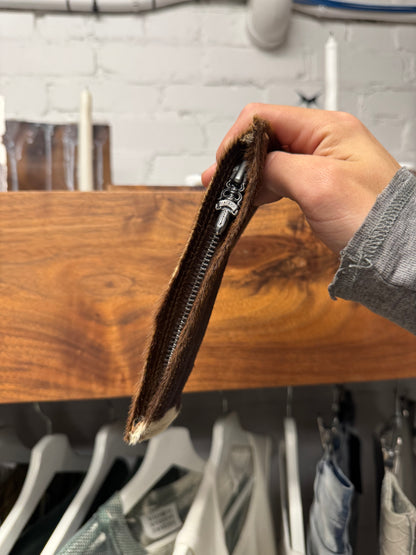 Chrome Hearts Pony-Hair Cowhide ‘Chng Purse’ Dagger Zip Pouch