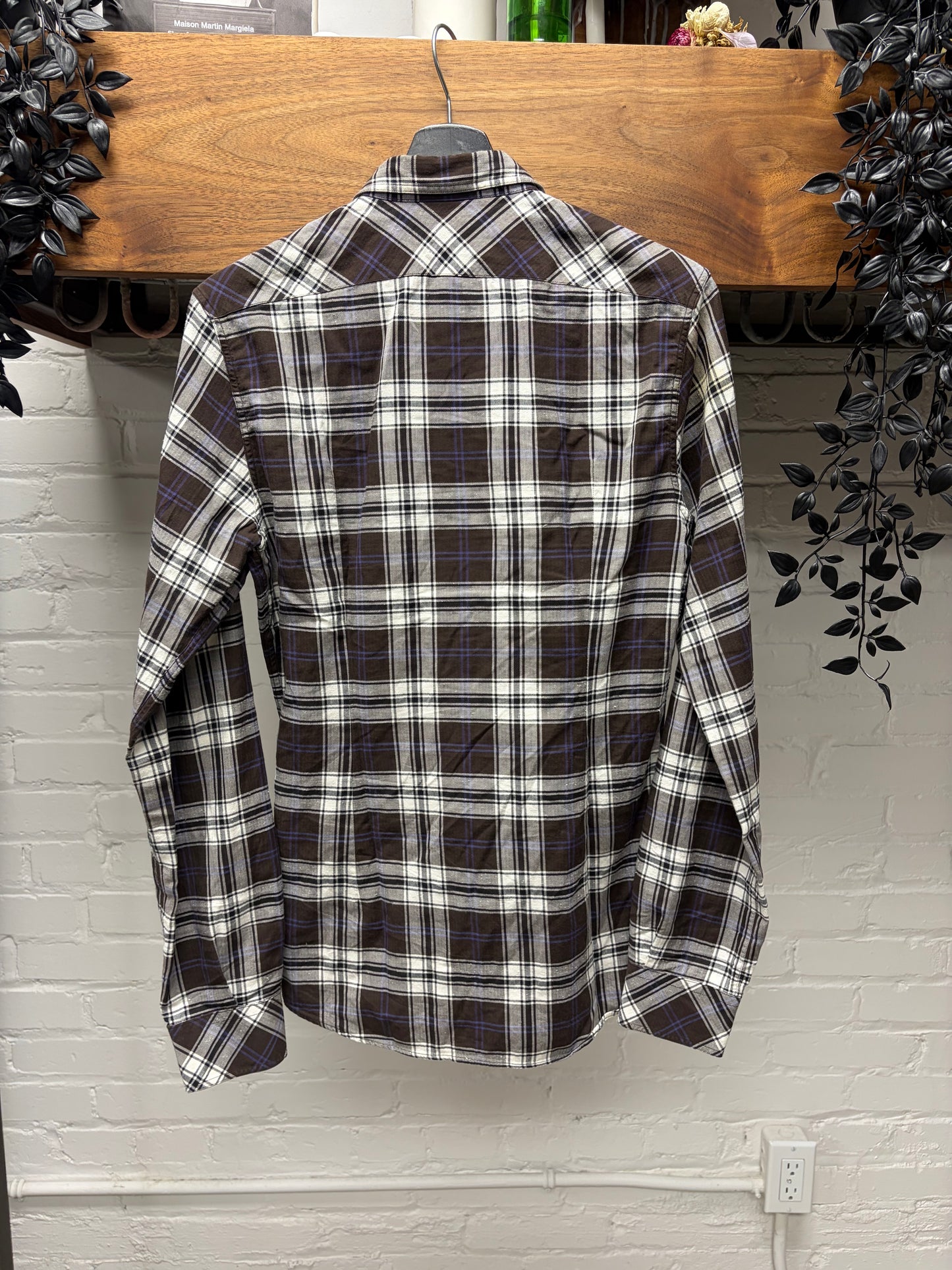 2000s Dolce & Gabbana Plaid Button Snap Cotton Shirt