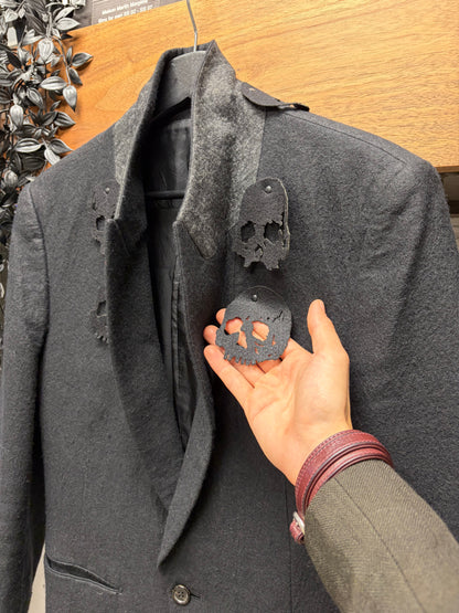 AW2005 Undercover ‘Arts n Crafts’ Laser Cut Skull Embellished Black Felted Wool Blazer