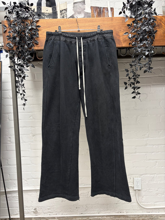 Rick Owens ‘Berlin’ Straight Cut Black Cotton Drawstring Sweatpants