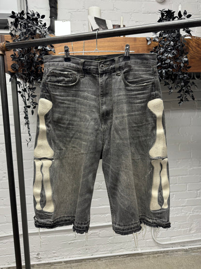 Kapital Grey 14oz ‘Bone Denim’ Cutoff Shorts