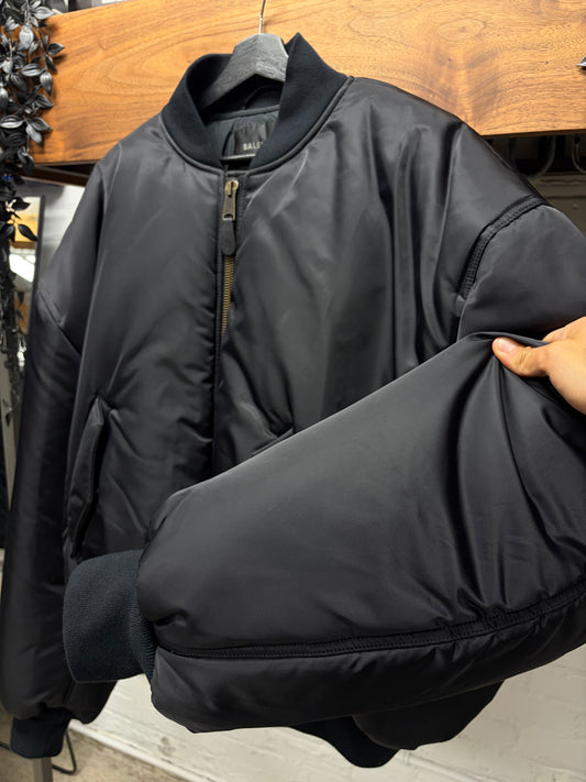 SS2023 Balenciaga Runway ‘Mudshow’ Padded Black Bomber Jacket