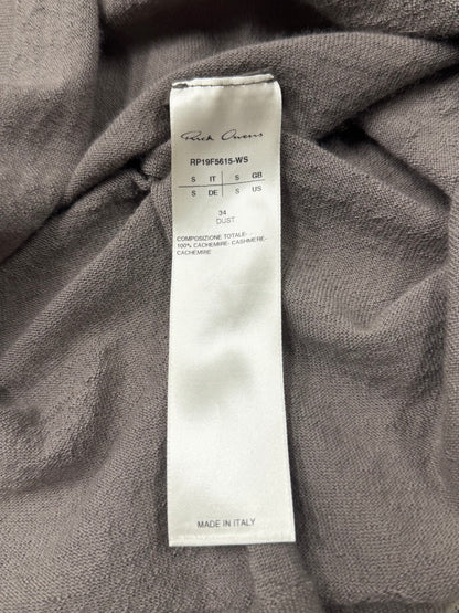 AW2019 Rick Owens ‘Larry’ Cashmere  V-Shape ‘Dust’ Cashmere Top