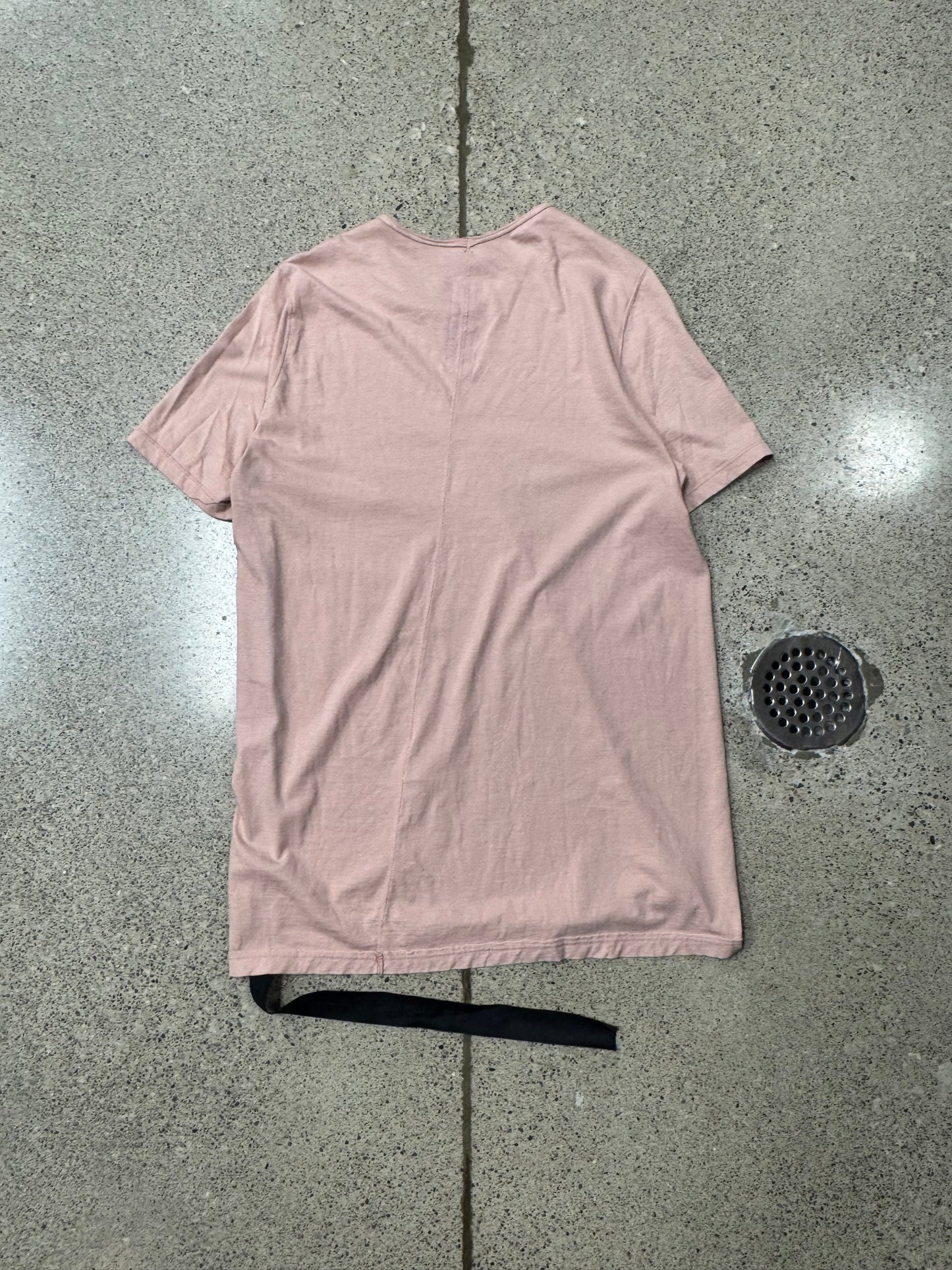 Rick Owens DRKSHDW ‘Faded Pink’ Asymmetric Back Seam T-Shirt