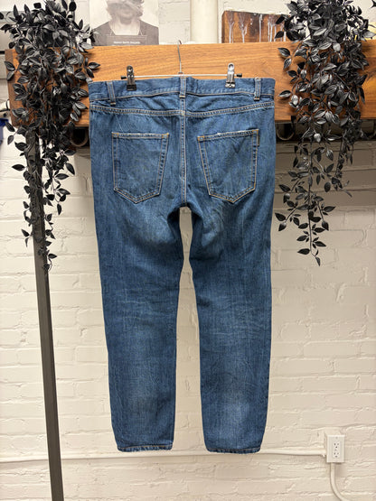 2018 Saint Laurent ‘D02’ Distressed Blue Skinny Jeans