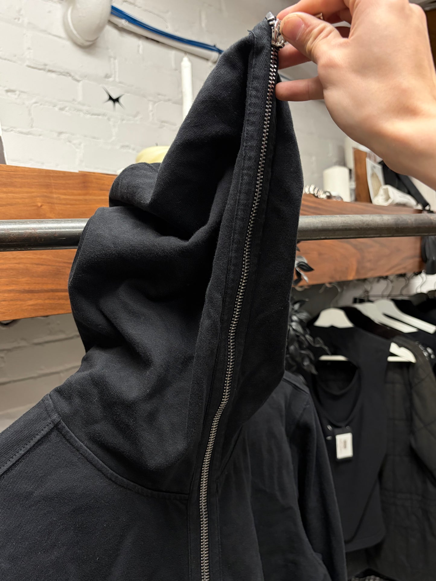 Rick Owens Black ‘Gimp’ Full Zip-Up Hoodie