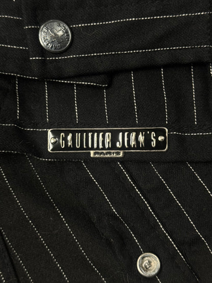 Vintage Jean Paul Gaultier Pinstripe Denim Zip-Up Jacket