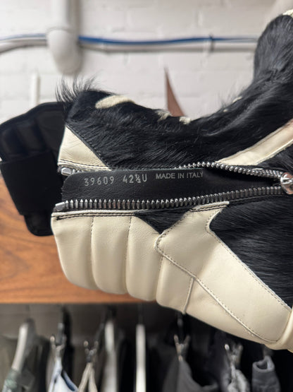 Rick Owens Black Pony-Hair ‘Geobasket’ High Top Sneakers