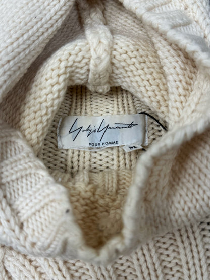 Yohji Yamamoto ‘Pour Homme’ Ribbed Wool Hooded Knit