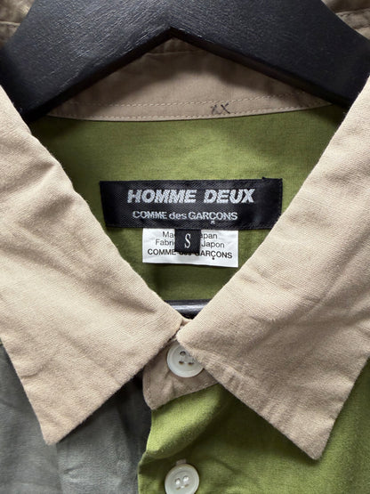 2020 Comme Des Garçons Homme Deux Colorblocked Green/Brown Button Up Shirt
