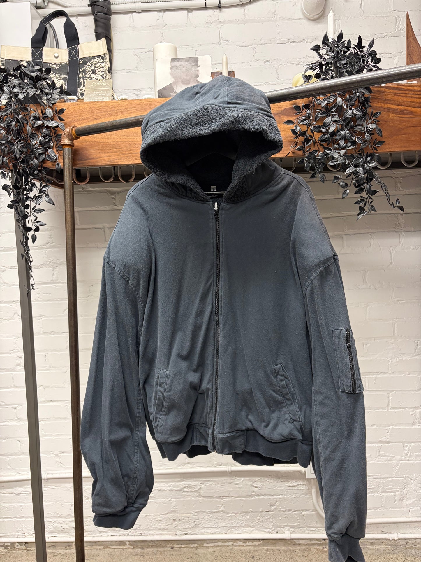 Greg Ross Padded Shoulder MA-1 Pocket Towel Cotton Hoodie