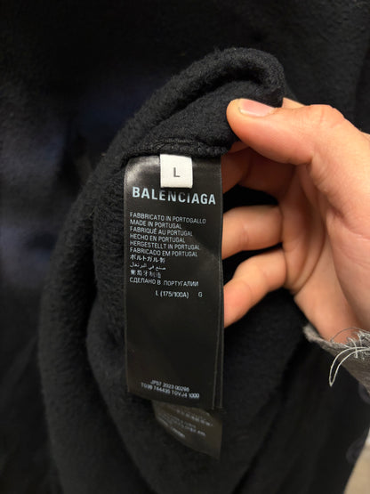 AW2023 Balenciaga ‘Paris Moon/Heavy Metal’ Black Fleece Pullover Hoodie