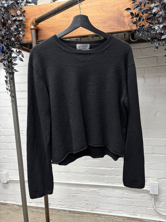 Yohji Yamamoto Pour Homme Cropped Black Wool Sweater
