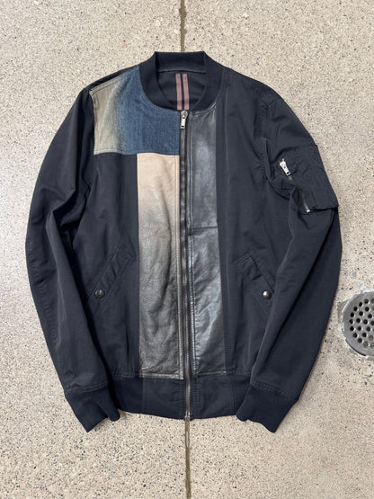 SS2011 Rick Owens ‘Anthem’ Patched Denim Flight Bomber Jacket