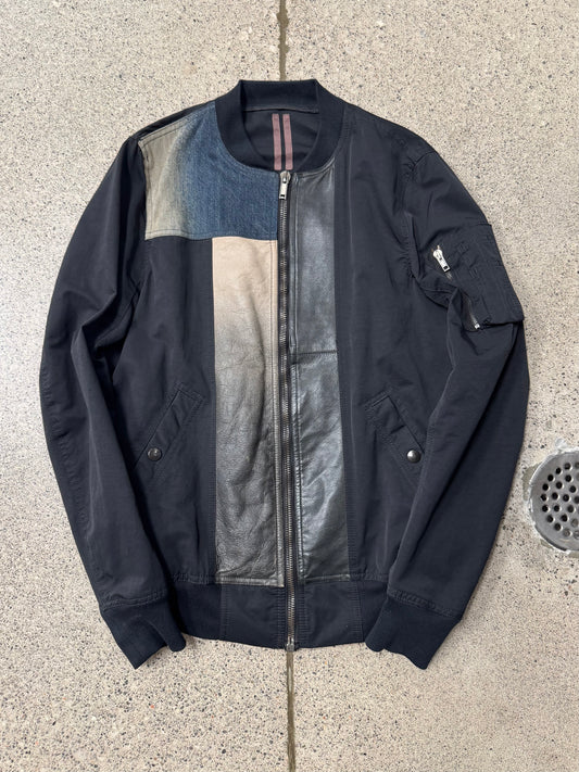 SS2011 Rick Owens ‘Anthem’ Patched Denim Flight Bomber Jacket