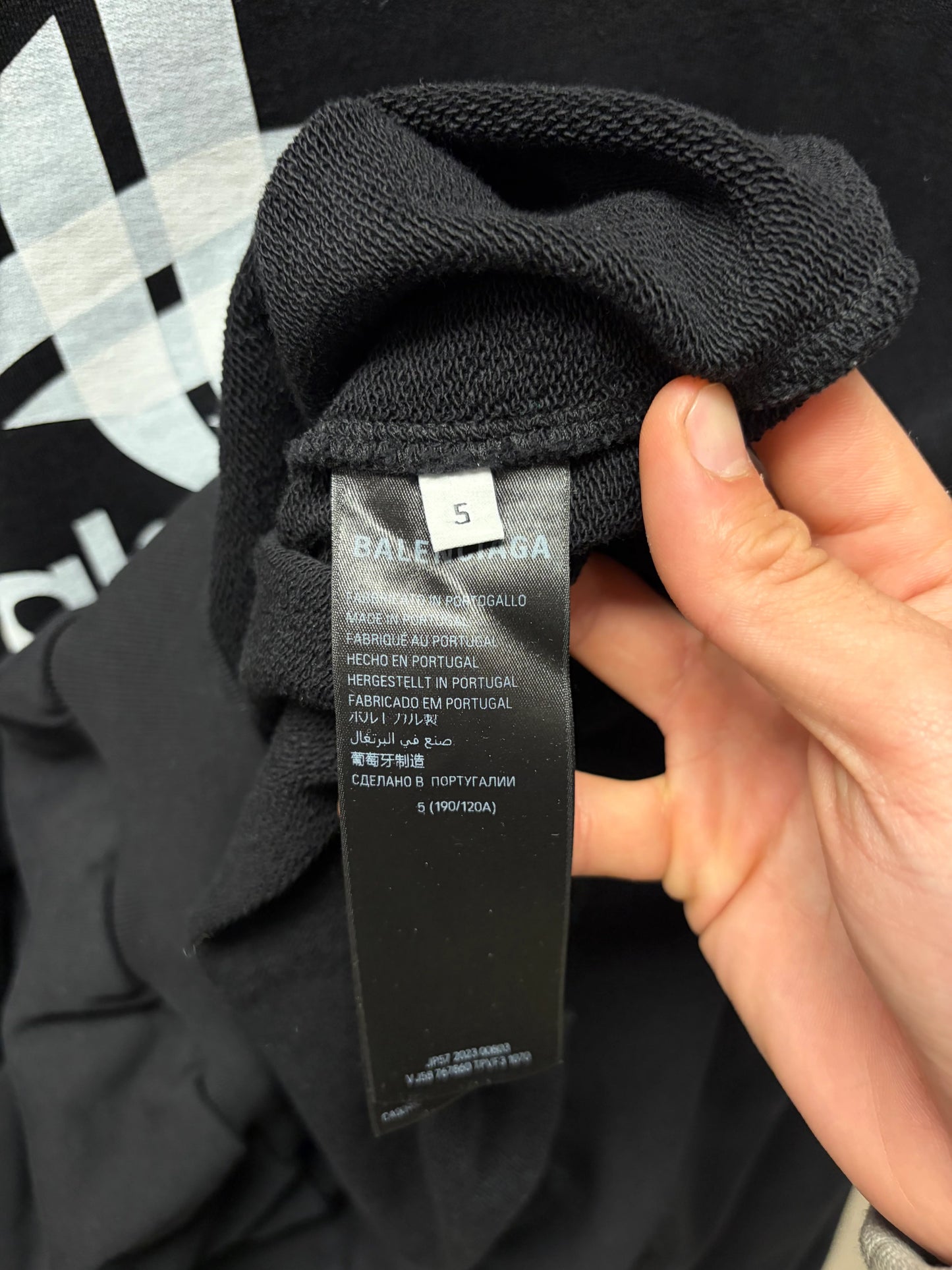 SS2024 Balenciaga ‘Layered Sports Logo’ Black Heavy Cotton Sweatshirt