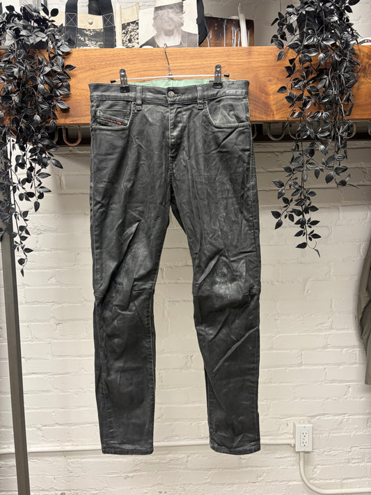 Diesel ‘D-Struct’ Waxed Black Skinny Jeans