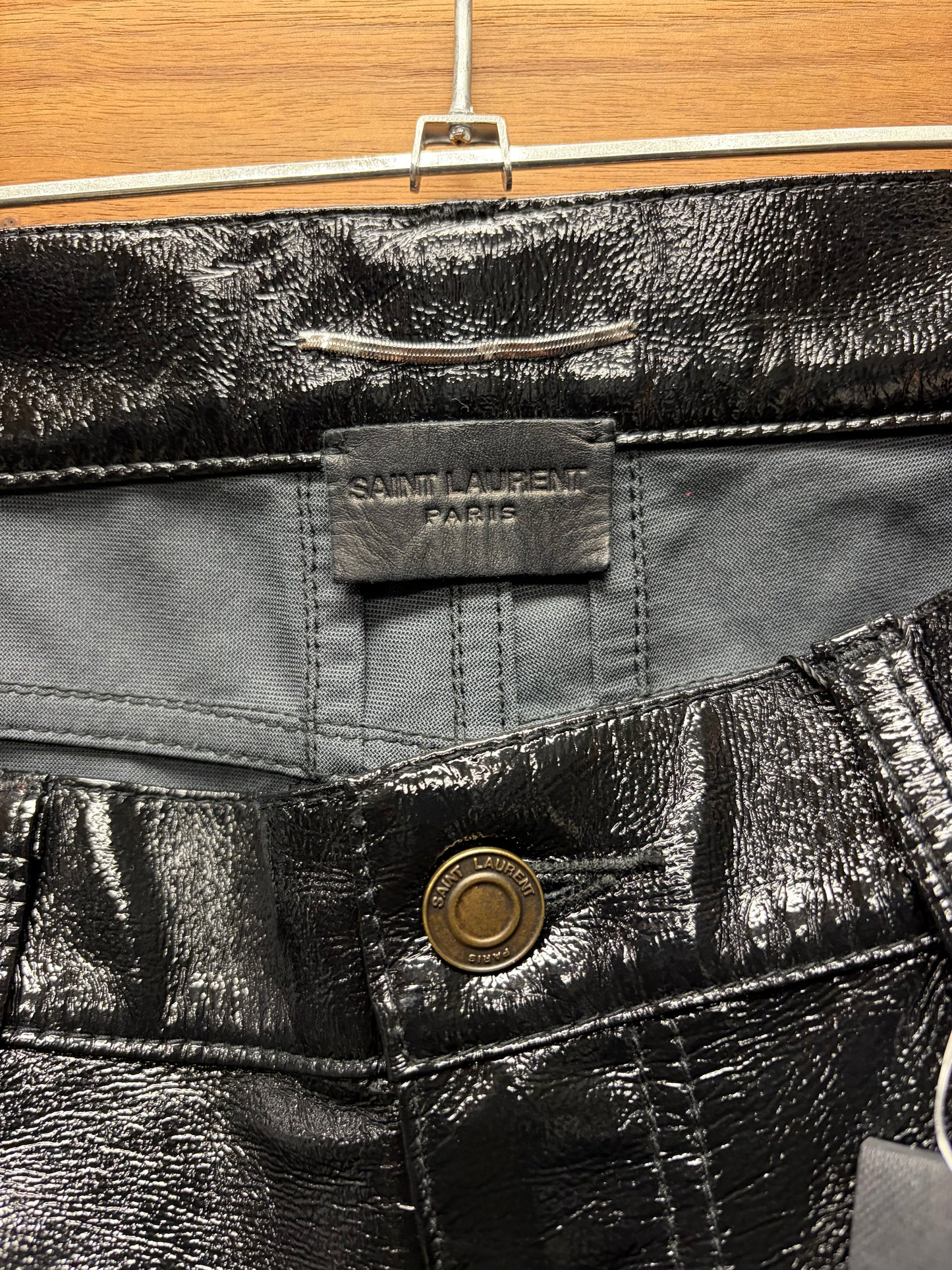 AW2013 Saint Laurent by Hedi Slimane ‘D02’ Black Waxed Faux Leather Vinyl Skinny Jeans